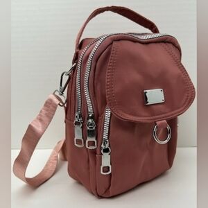 NEW - Dark Pink Triple Zip Shoulder Bag | Everyday Casual Mini Purse